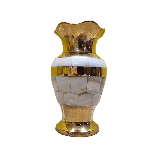 Vase en laiton et nacre des années 1970