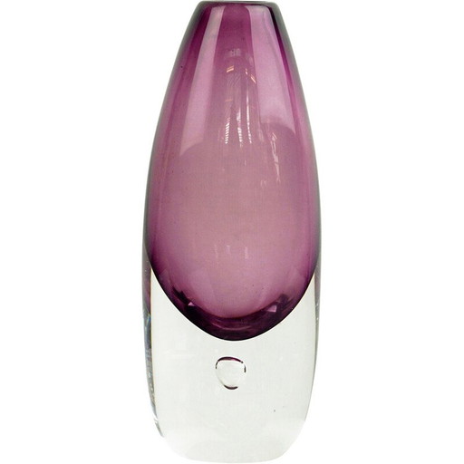 Vase vintage scandinave Sommerso en améthyste violette par Ernest Gordon pour Afors, Suède, années 1960