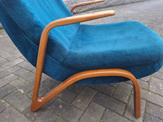 Image 1 of Mid Century Chaise avec accoudoirs Design Paul Bode Bois de frêne