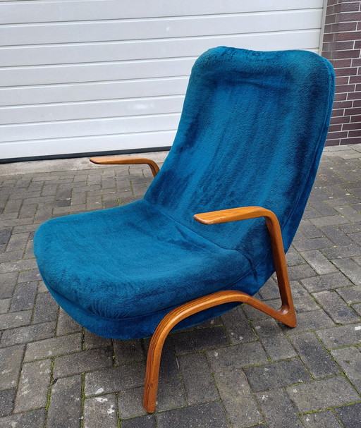 Mid Century Chaise avec accoudoirs Design Paul Bode Bois de frêne