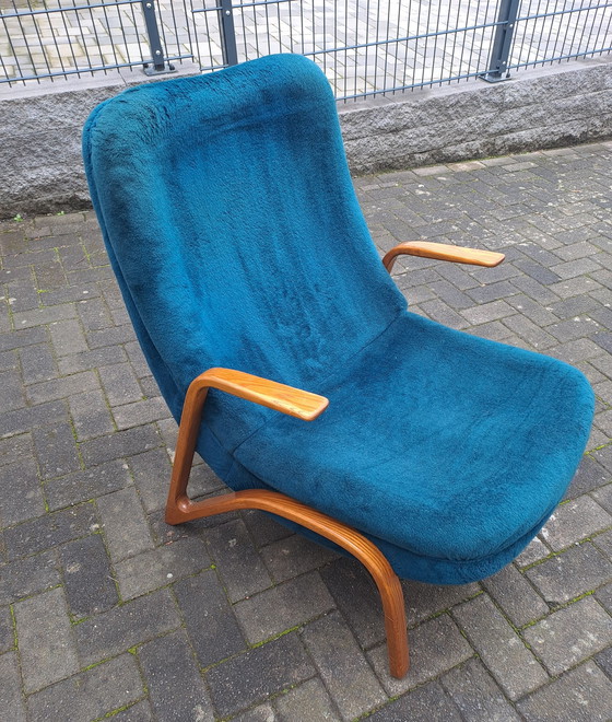 Image 1 of Mid Century Chaise avec accoudoirs Design Paul Bode Bois de frêne