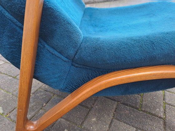 Image 1 of Mid Century Chaise avec accoudoirs Design Paul Bode Bois de frêne