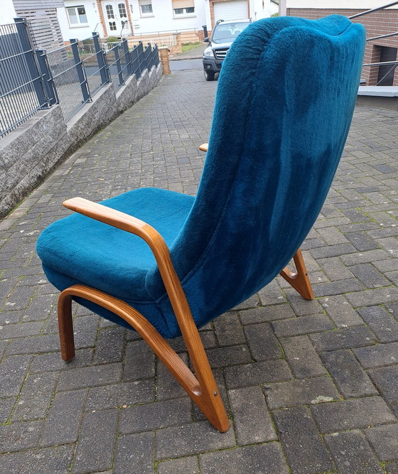 Image 1 of Mid Century Chaise avec accoudoirs Design Paul Bode Bois de frêne