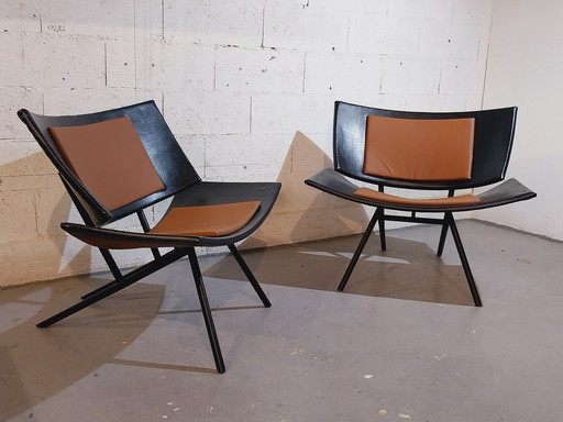  Paire De Grands Fauteuils En Ailes D'Avion 1980