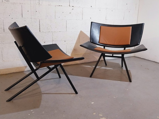 Image 1 of  Paire De Grands Fauteuils En Ailes D'Avion 1980