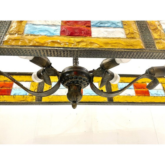 Image 1 of Lustre vintage en verre coloré Poliarte, Italie 1970