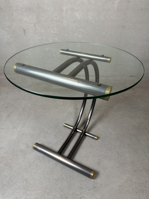 Table d'appoint chromée au design vintage