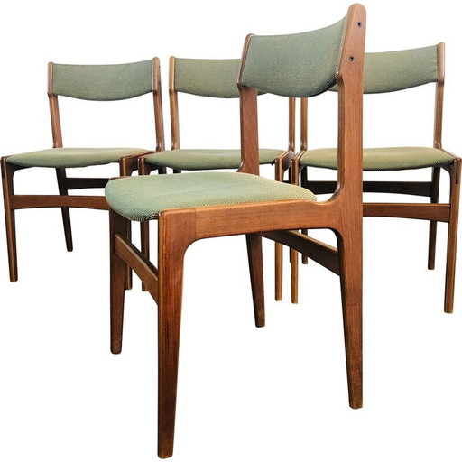 Ensemble de 4 chaises vintage en teck par Erik Buch pour O.D. Mobler, Danemark 1960