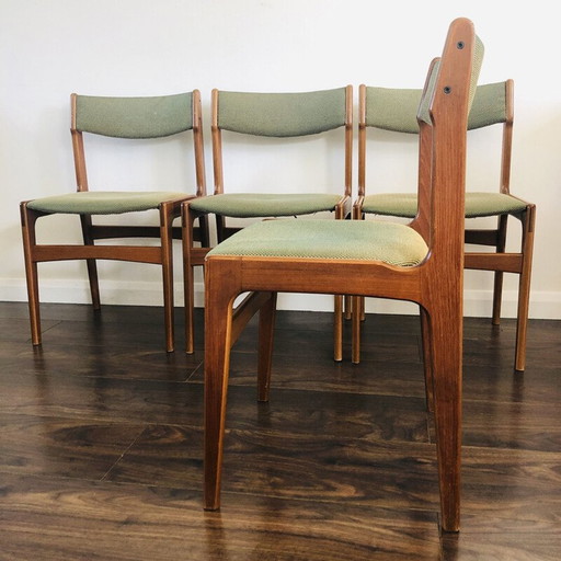 Ensemble de 4 chaises vintage en teck par Erik Buch pour O.D. Mobler, Danemark 1960