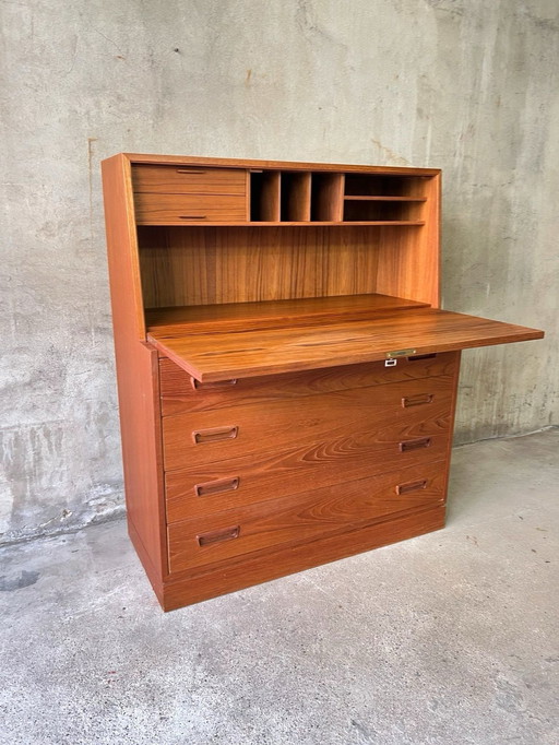 Teck Secrétaire Bureau Commode Par Arne Wahl Iversen Années 70