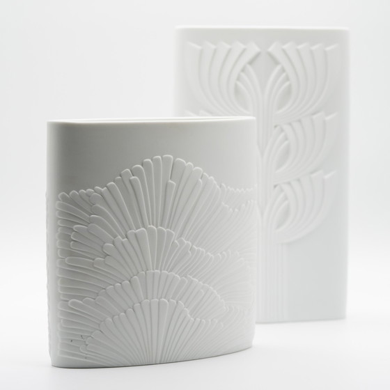 Image 1 of Rosenthal Rosemonde Nairac Bisque Porcelaine Vase Duo Tree Of Life&Anemone Op-Art