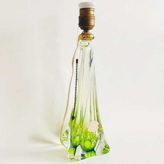 Image 1 of Lampe de table Mid Century cristal vert Val Saint Lambert 1950's