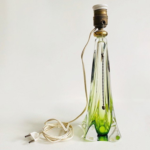 Lampe de table Mid Century cristal vert Val Saint Lambert 1950's