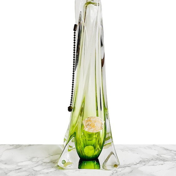 Image 1 of Lampe de table Mid Century cristal vert Val Saint Lambert 1950's