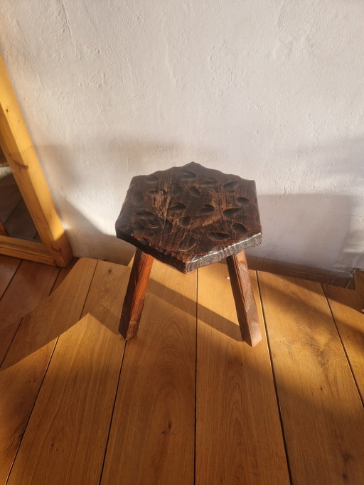 Tabouret de traite espagnol vintage brutaliste