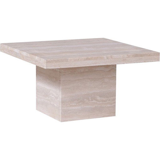 Table basse carrée vintage en travertin, Belgique 1970