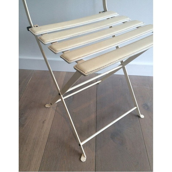 Image 1 of Paire de chaises pliantes vintage en métal et simili cuir, 1970