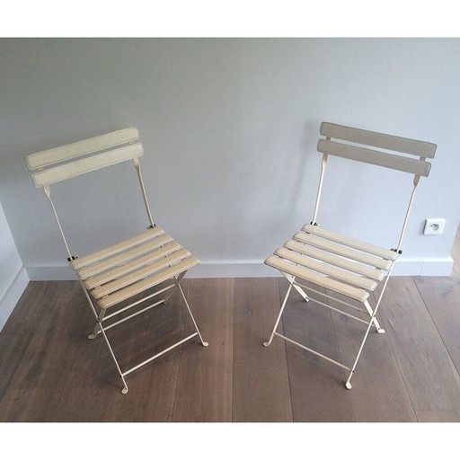 Paire de chaises pliantes vintage en métal et simili cuir, 1970
