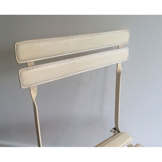 Image 1 of Paire de chaises pliantes vintage en métal et simili cuir, 1970