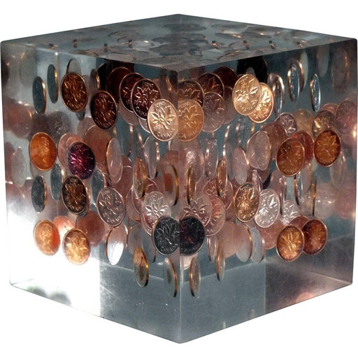 Sculpture cubique vintage en plexi de George Schreber, Canada 1974