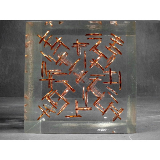 Image 1 of Sculpture cubique vintage en plexi de George Schreber, Canada 1974