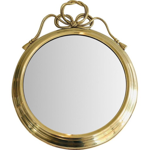 Miroir ovale en laiton, France 1970
