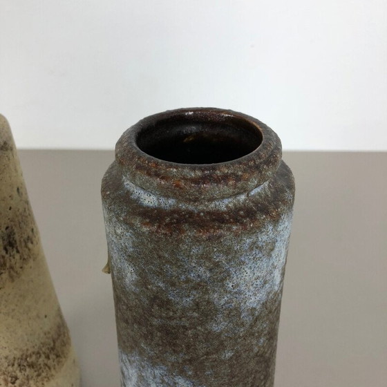 Image 1 of Paire de vases à lave grasse en poterie "206-26" fabriqués par Scheurich, Allemagne, années 1970