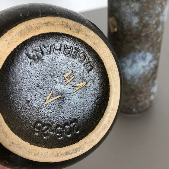 Image 1 of Paire de vases à lave grasse en poterie "206-26" fabriqués par Scheurich, Allemagne, années 1970