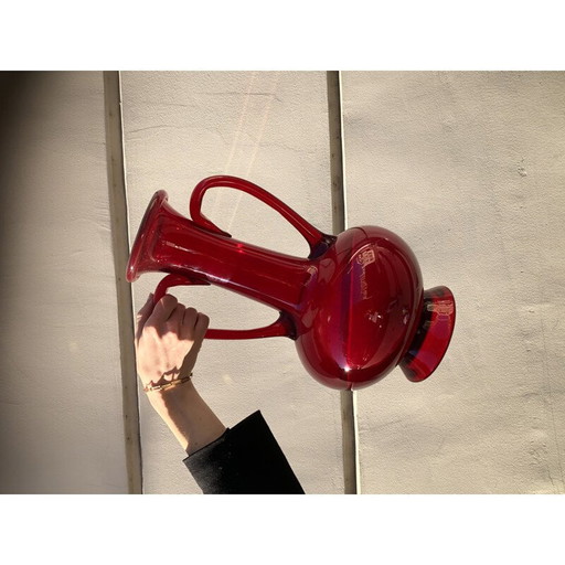 Vase scandinave vintage en verre rouge