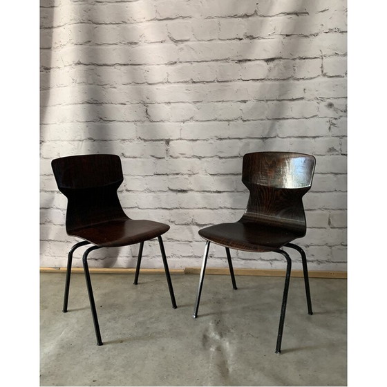 Image 1 of Paire de chaises vintage en bois et résine, 1960
