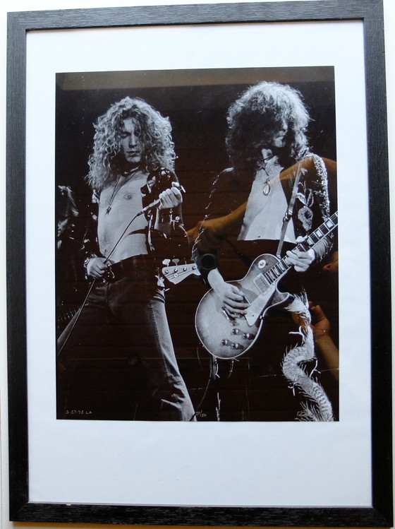 Image 1 of Led Zeppelin, Jimmy Page Et Robert Plant, Concert À L.A. En 1975, Signée Et...
