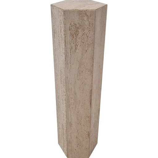 Table d'appoint vintage en travertin, Italie 1980