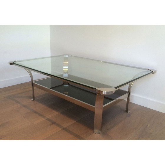 Image 1 of Table basse vintage en verre et chrome, 1970
