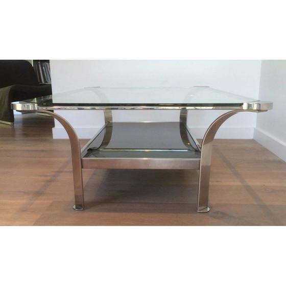 Image 1 of Table basse vintage en verre et chrome, 1970