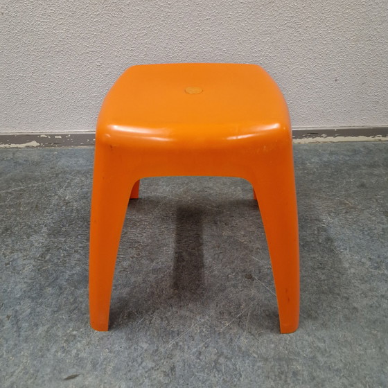 Image 1 of 70s Orange Vintage Tabouret Flair Spaceage