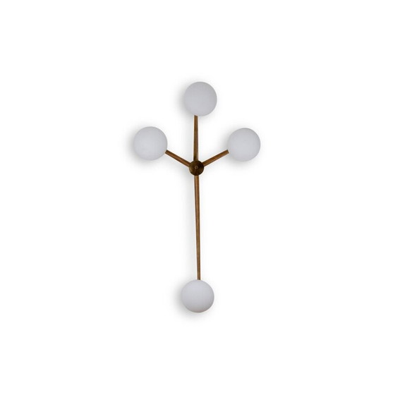 Image 1 of Applique vintage en laiton et opaline par Angelo Lelli pour Arredoluce