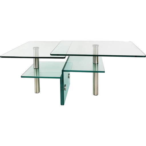 Table vintage en verre et métal, Allemagne 1990