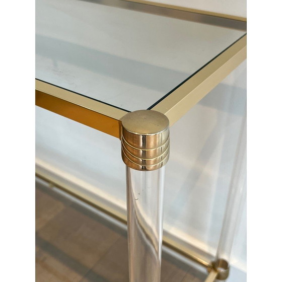 Image 1 of Console vintage en plexiglas et métal doré, 1970