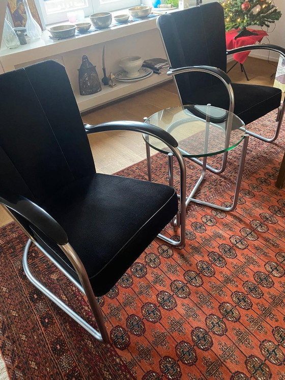 Image 1 of Van der Stroom Brothers Set 2X Fauteuil Modèle 412 Plus Table d'appoint Modèle 415