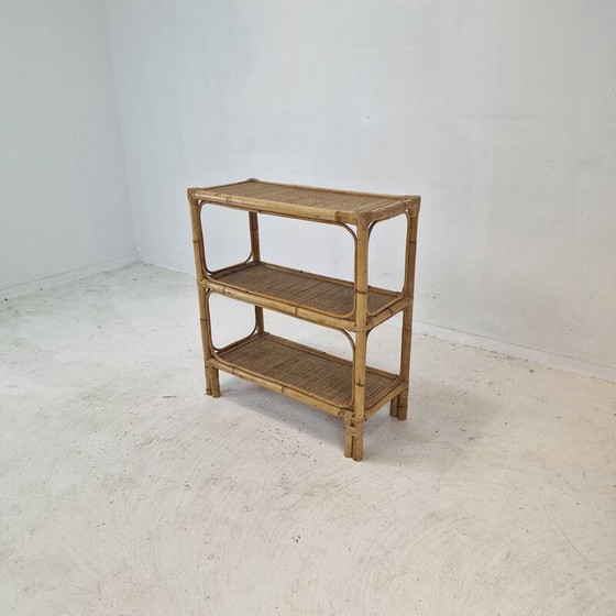 Image 1 of Etagère vintage en bambou et rotin, Italie 1970