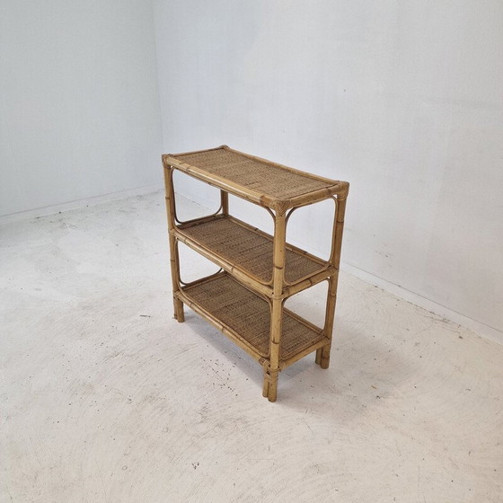 Image 1 of Etagère vintage en bambou et rotin, Italie 1970
