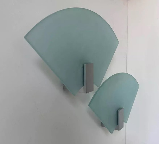 Image 1 of 2X Applique Vintage Verre Sablé, Italie 1980