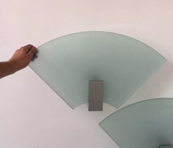 Image 1 of 2X Applique Vintage Verre Sablé, Italie 1980