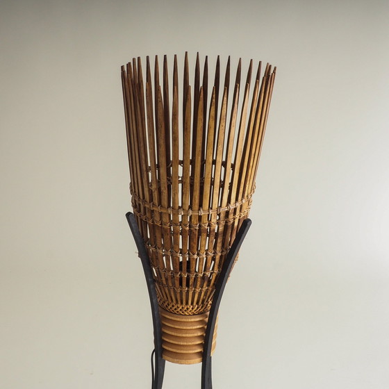 Image 1 of Lampadaire en bambou et fer forgé