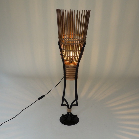 Image 1 of Lampadaire en bambou et fer forgé