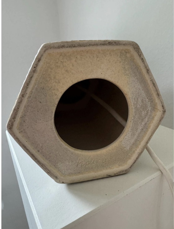 Image 1 of Lampe de table Haico Nitzsche Søholm Stoneware, Vintage Ceramic Lamp Foot, Søholm Stentøj Denmark, Hexagonal, Handmade, 1970S