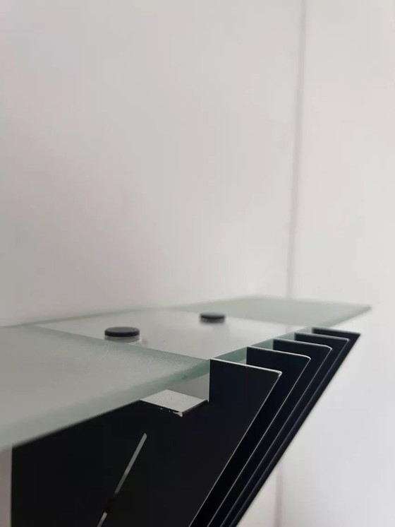 Image 1 of 2X D’Applique Vintage, Métal Laqué Noir Et Verre, Sce France 1980