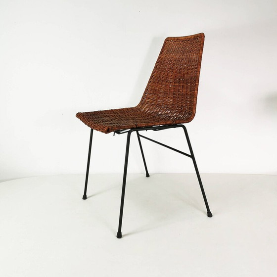 Image 1 of Chaise vintage en métal et rotin par Gian Franco Legler, Italie 1950
