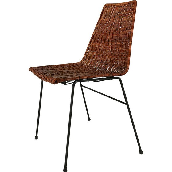Image 1 of Chaise vintage en métal et rotin par Gian Franco Legler, Italie 1950