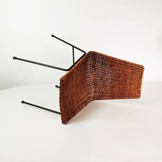 Image 1 of Chaise vintage en métal et rotin par Gian Franco Legler, Italie 1950